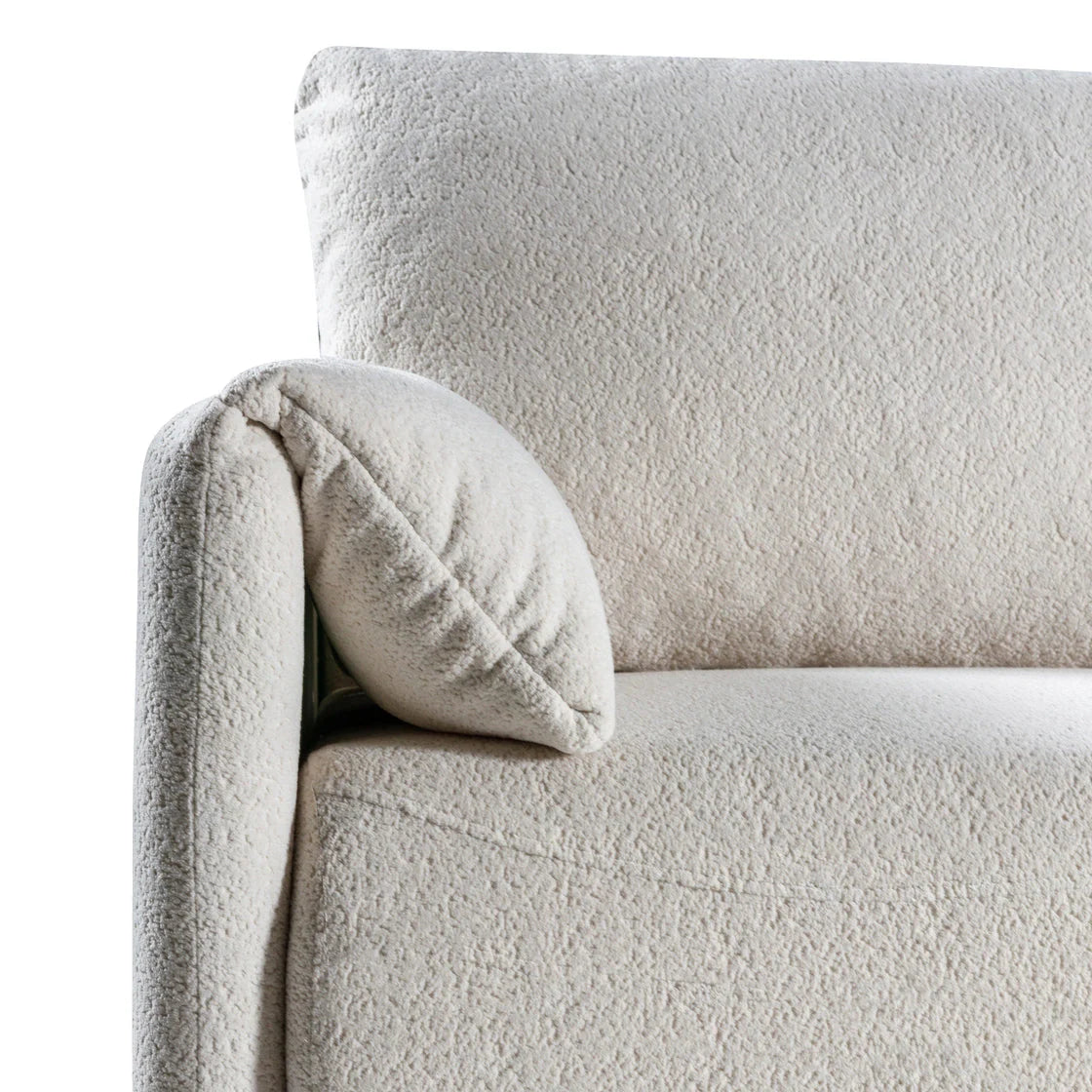 Canapé d’angle convertible écru avec couchage intégré design moderne - Decora Home