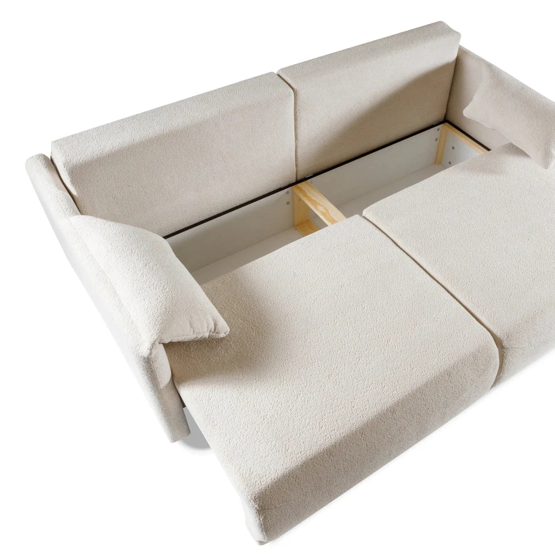 Canapé d’angle convertible écru avec couchage intégré design moderne - Decora Home