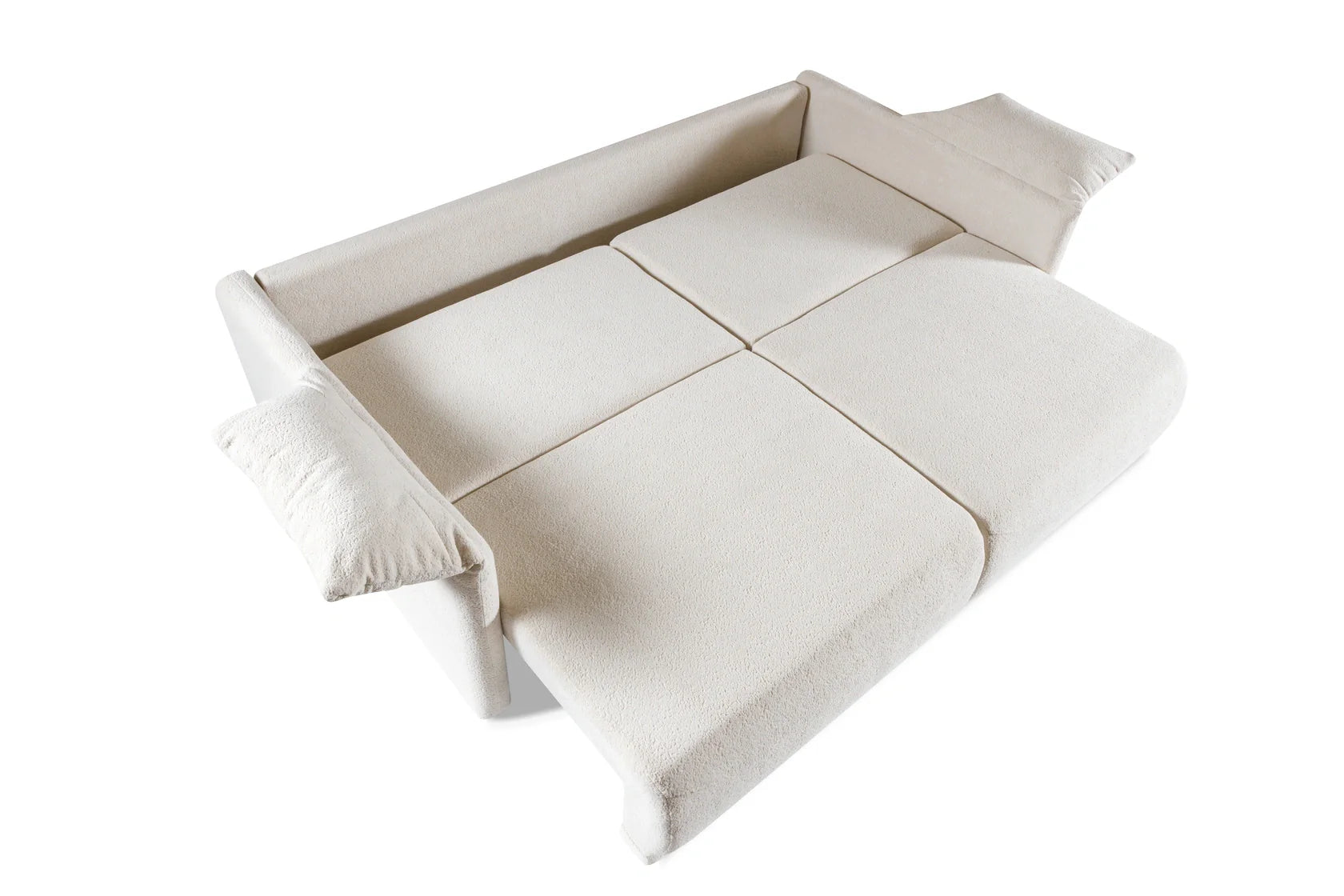 Canapé d’angle convertible écru avec couchage intégré design moderne - Decora Home