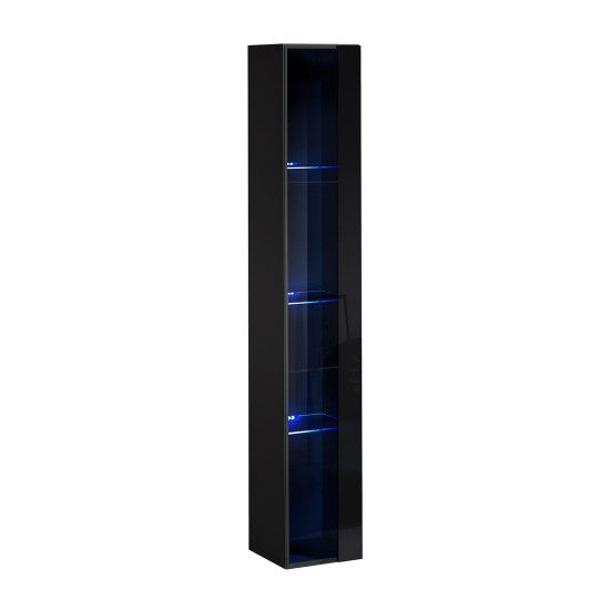 SWITCH XVI hanging wall unit, noir brillant with chêne Wotan, slatted fronts — vue 2