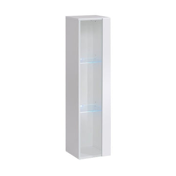 SWITCH XIII hanging wall unit, blanc brillant with chêne Wotan, slatted fronts