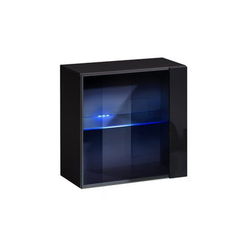 SWITCH XIX hanging wall unit, chêne Wotan with noir brillant, slatted fronts — vue 5