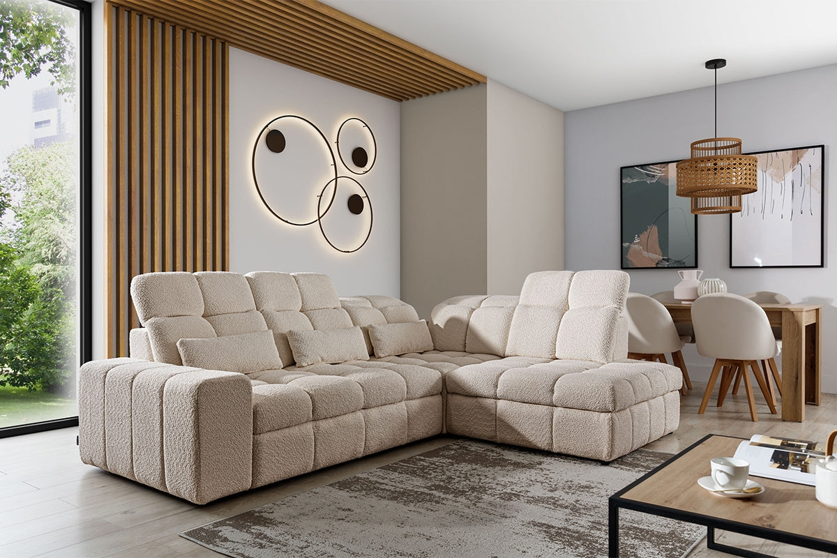 Canapé d'angle  L convertible avec rangement et  assise extensible électriquement – Confort moderne et design élégant|Prix cassé|Decora Home