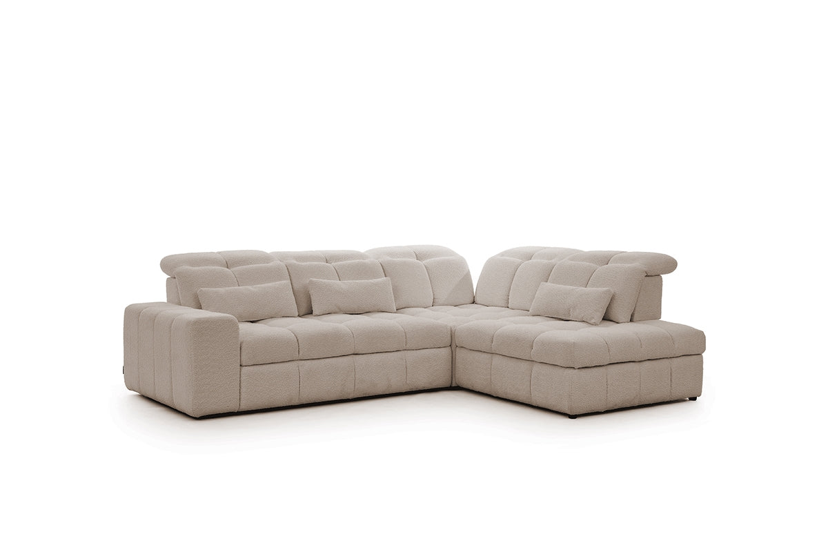 Canapé d'angle  L convertible avec rangement et  assise extensible électriquement – Confort moderne et design élégant