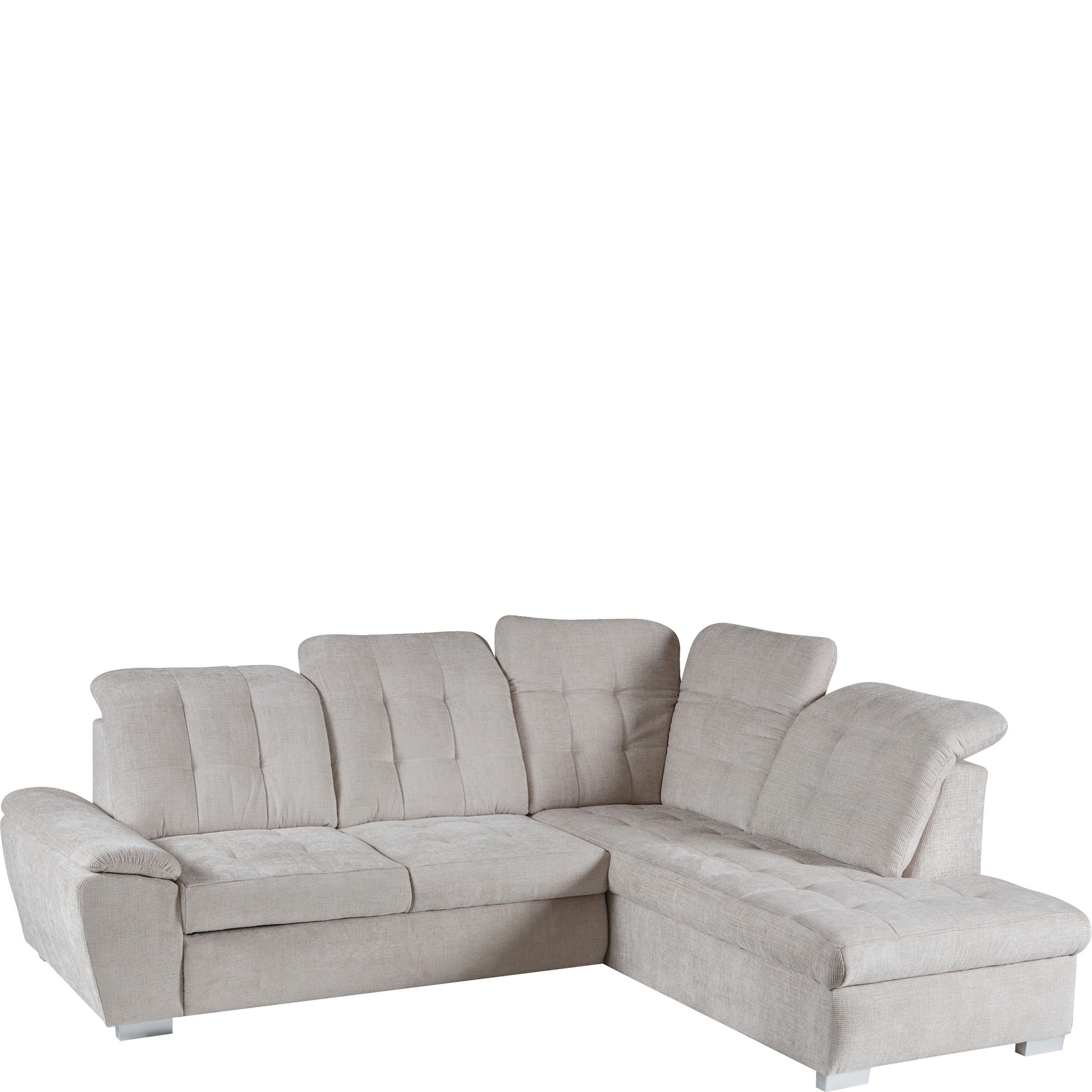 Canapé d’angle convertible en velours beige avec coffre et lit intégré - Decora Home