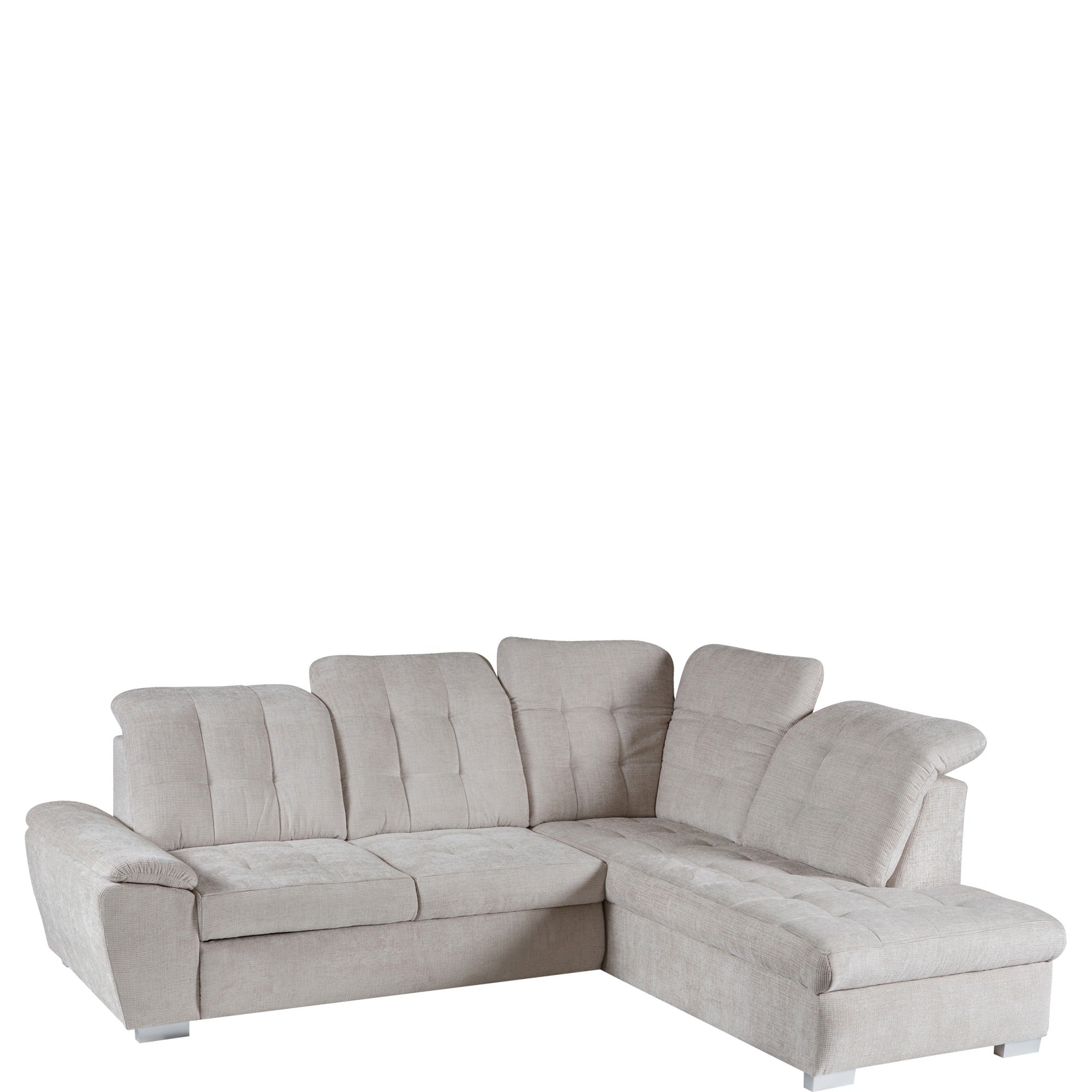 Canapé d’angle convertible en velours beige avec coffre et lit intégré - Decora Home