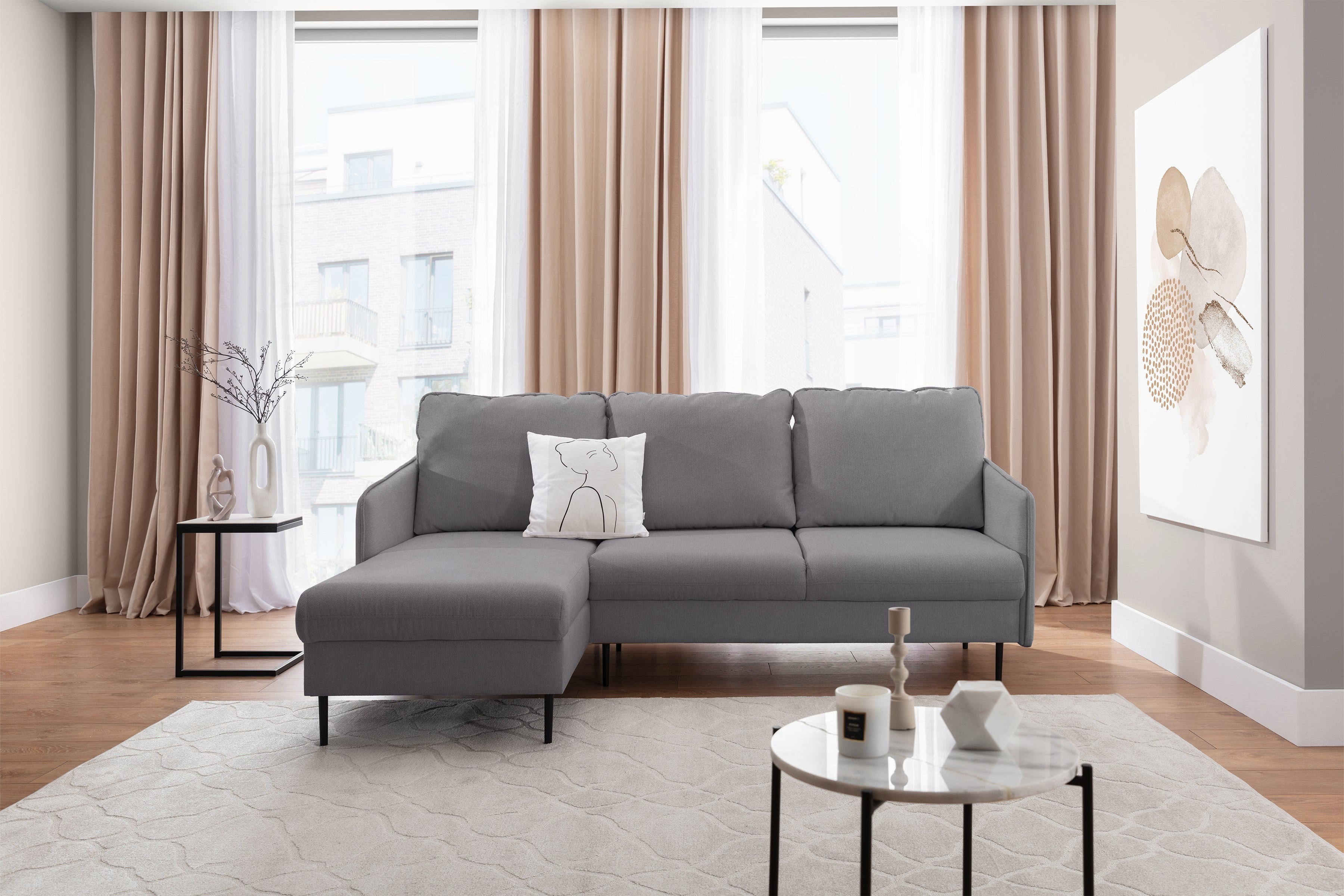 Canapé d'angle L convertible avec rangement – Design élégant et confort moderne|Prix cassé|Decora Home