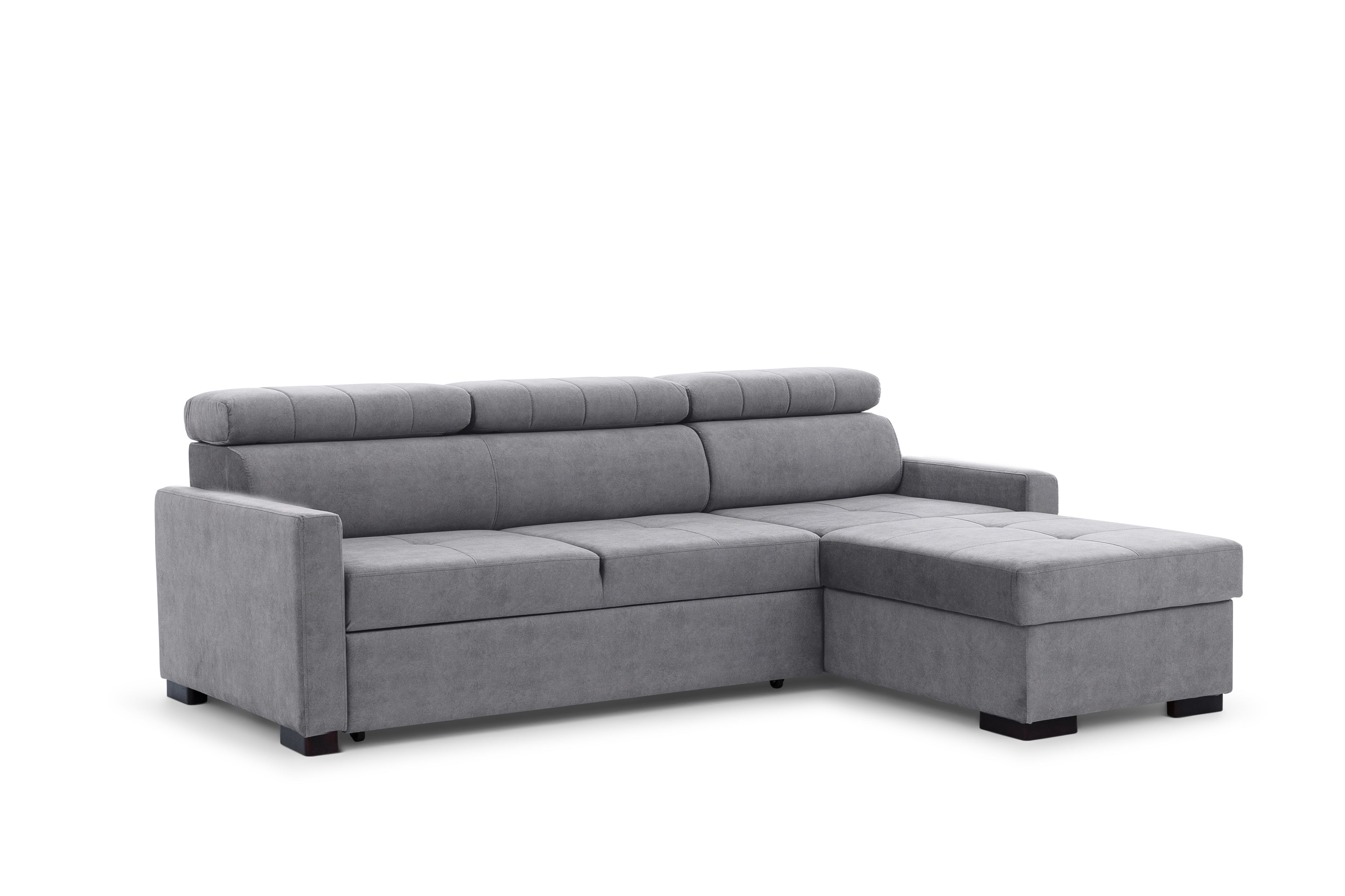 Canapé d'angle convertible universel droite/gauche - velours gris Cloud 82 - Offre limitée
