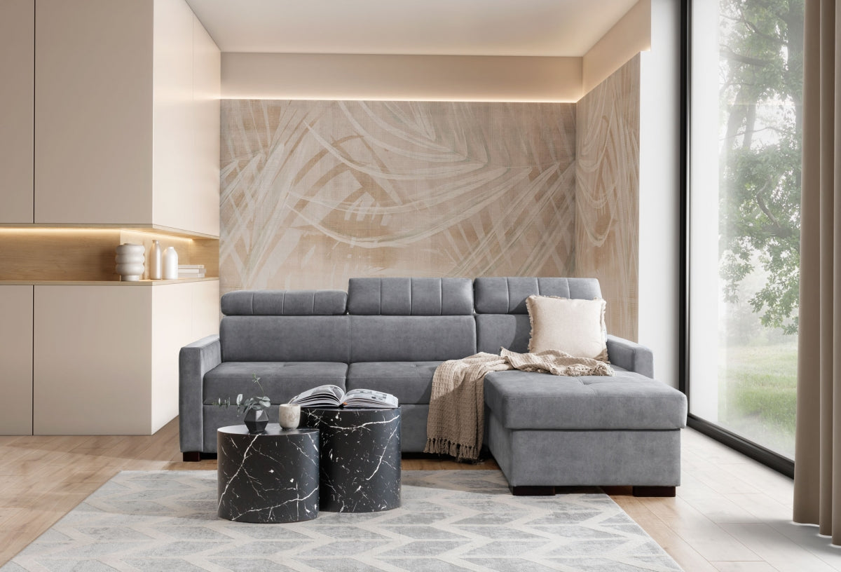 Canapé d'angle convertible universel droite/gauche - velours gris Cloud 82 - Offre limitée|Promo exclusive|Decora Home