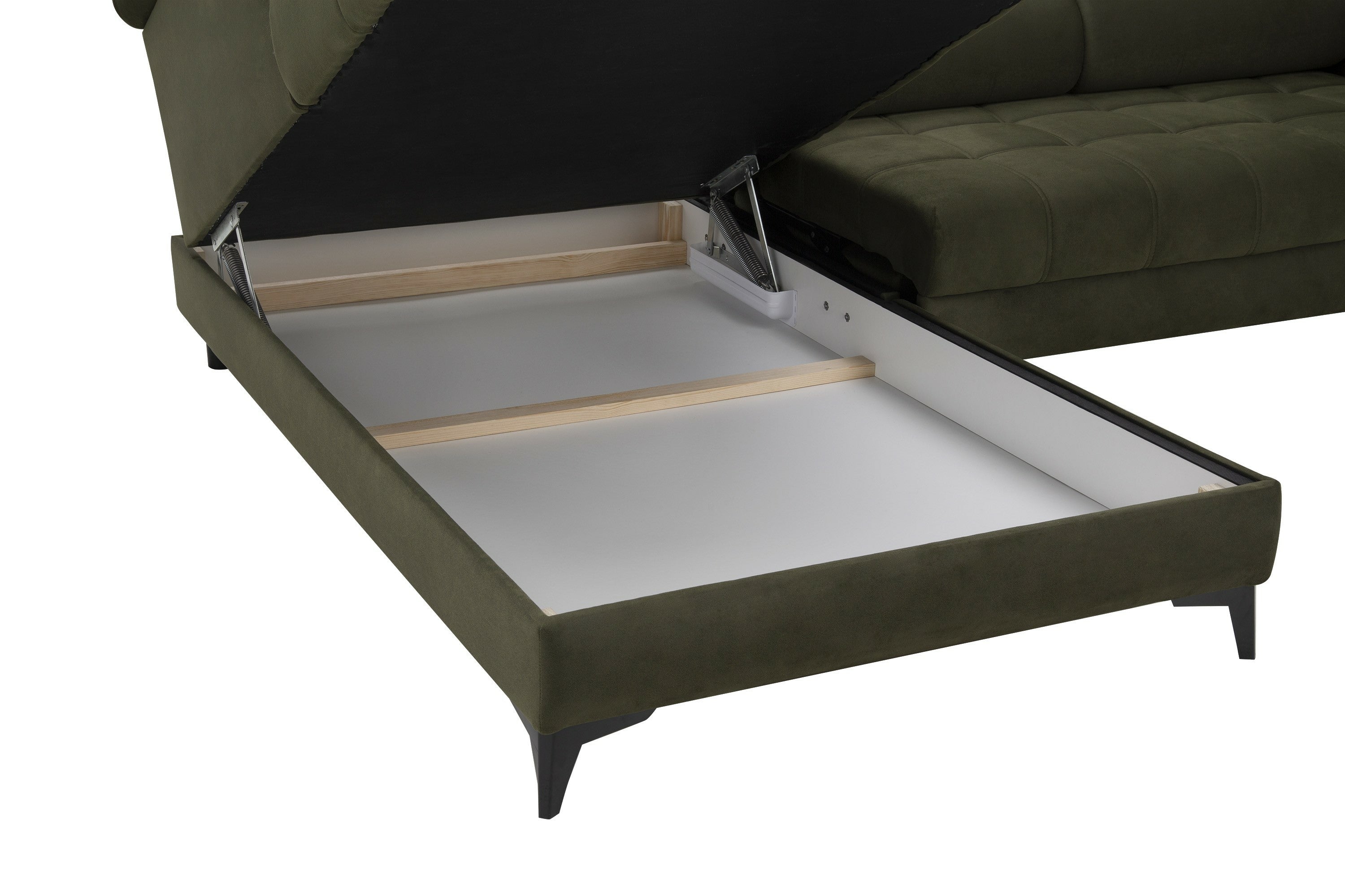 Canapé d’angle fonction couchage, rangement et chargeur téléphone à induction - Decora Home