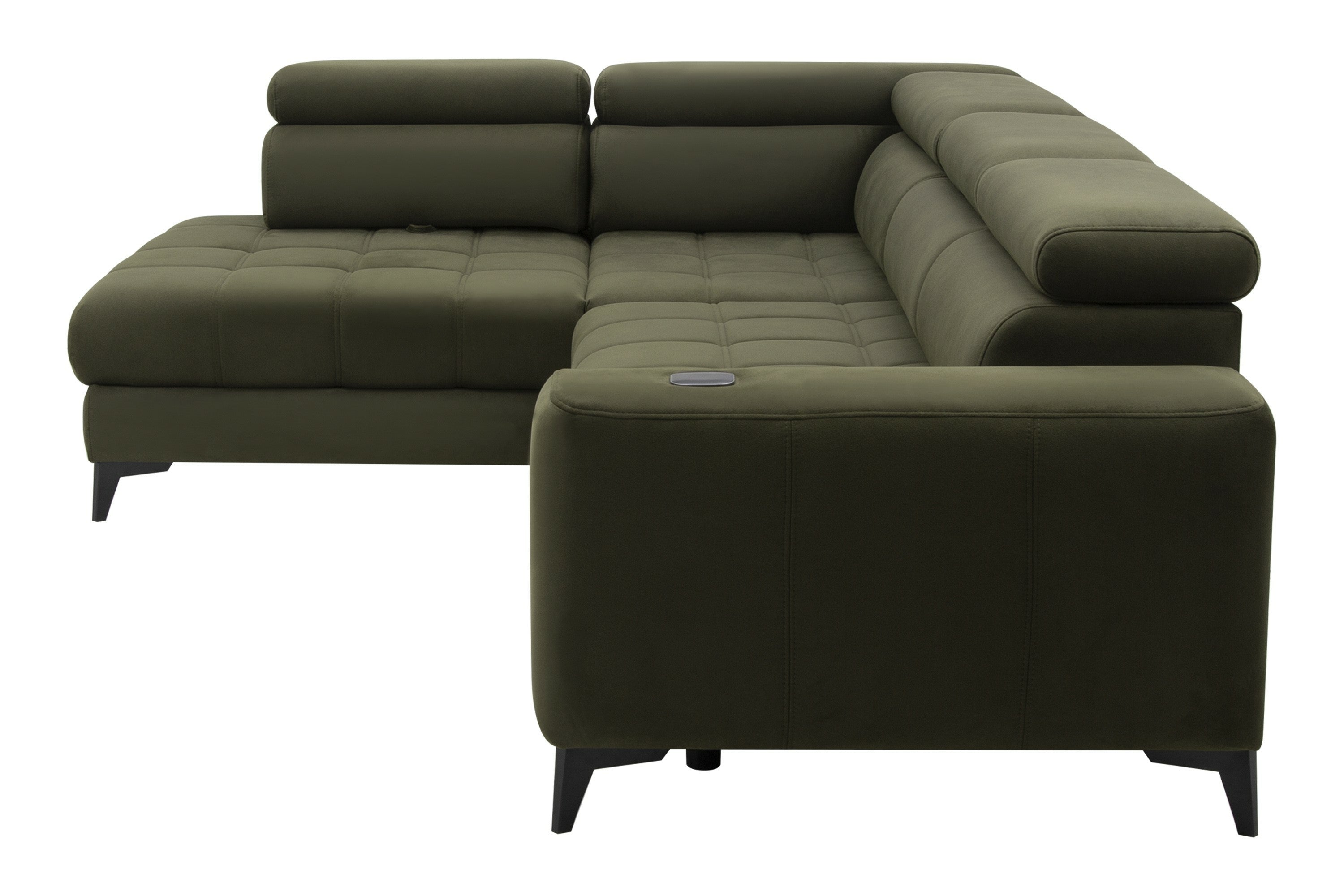 Canapé d’angle fonction couchage, rangement et chargeur téléphone à induction - Decora Home