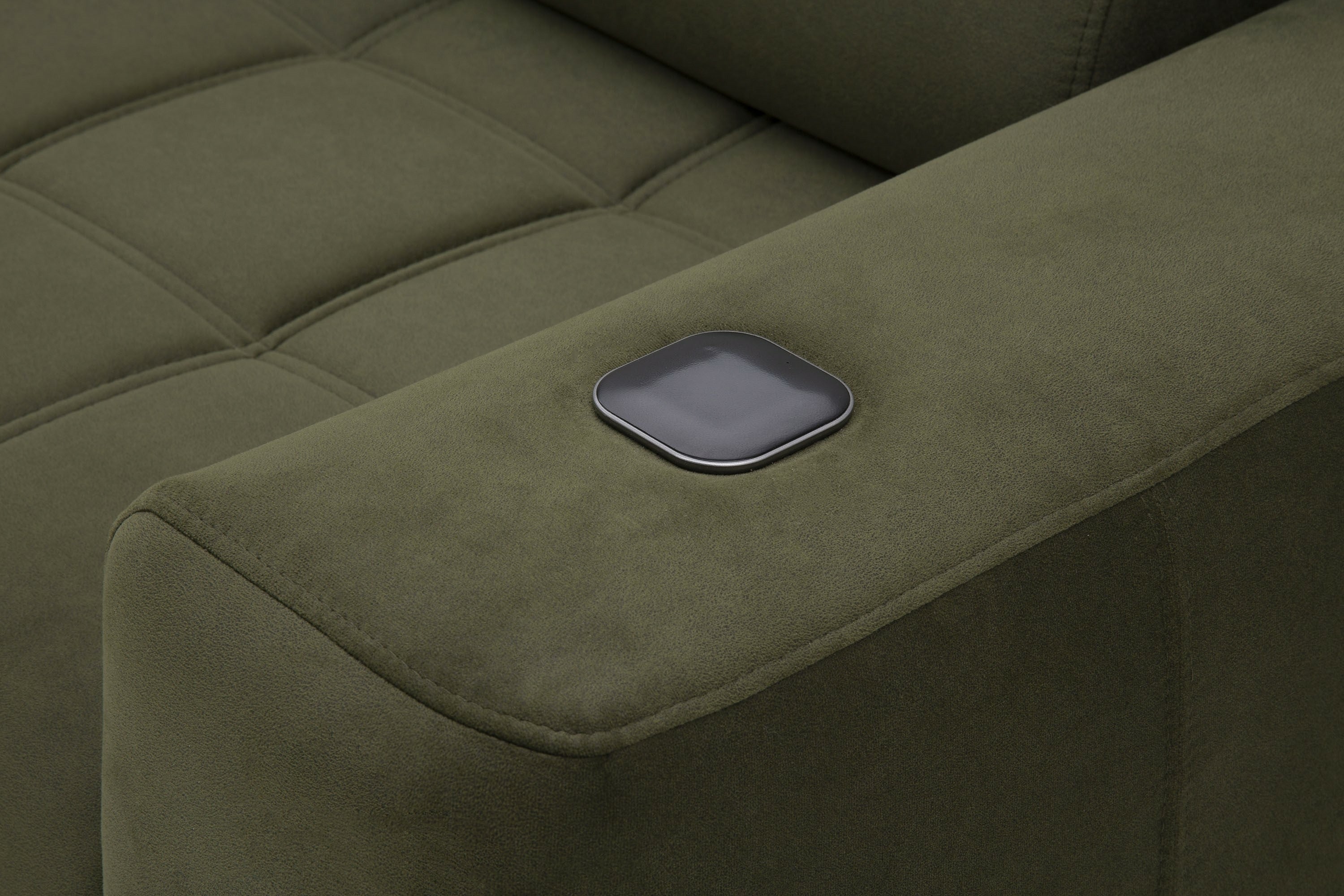 Canapé d’angle fonction couchage, rangement et chargeur téléphone à induction - Decora Home