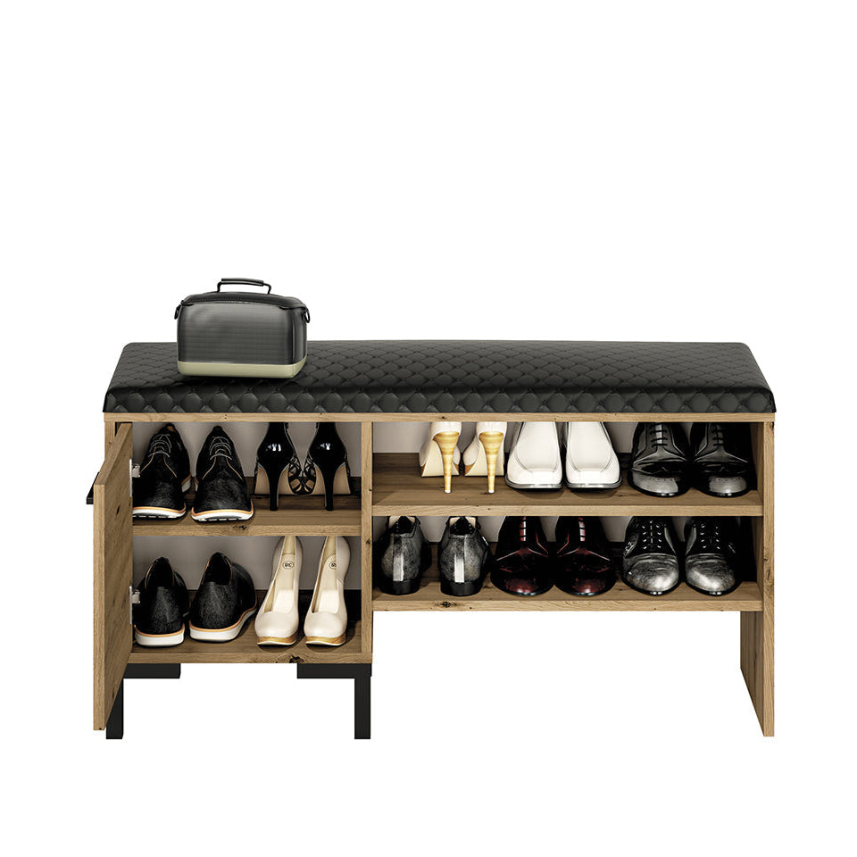 Meuble à Chaussures en Chêne Artisanal avec Bordure ABS - Durable, Résistant aux Rayures et à l'Humidité - Decora Home