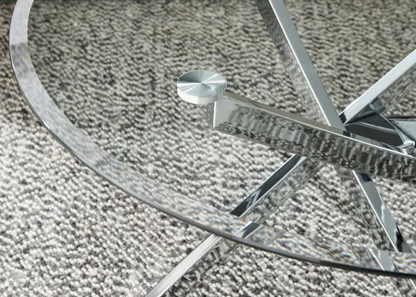 table basse verre avec structure argentee