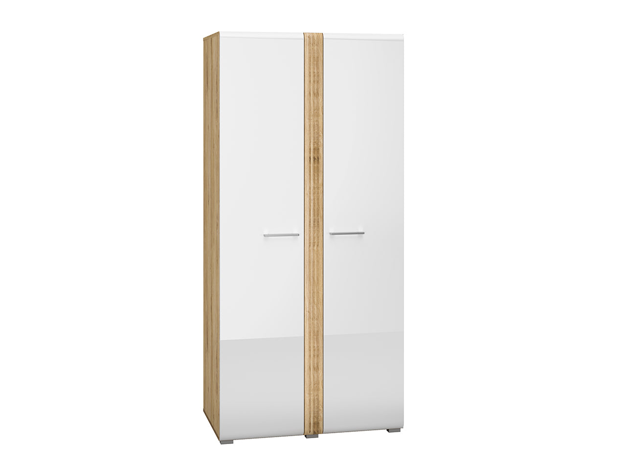 Armoire Moderne en Chêne Castello et MDF Blanc Brillant – Durabilité et Élégance avec Bordure ABS - Decora Home