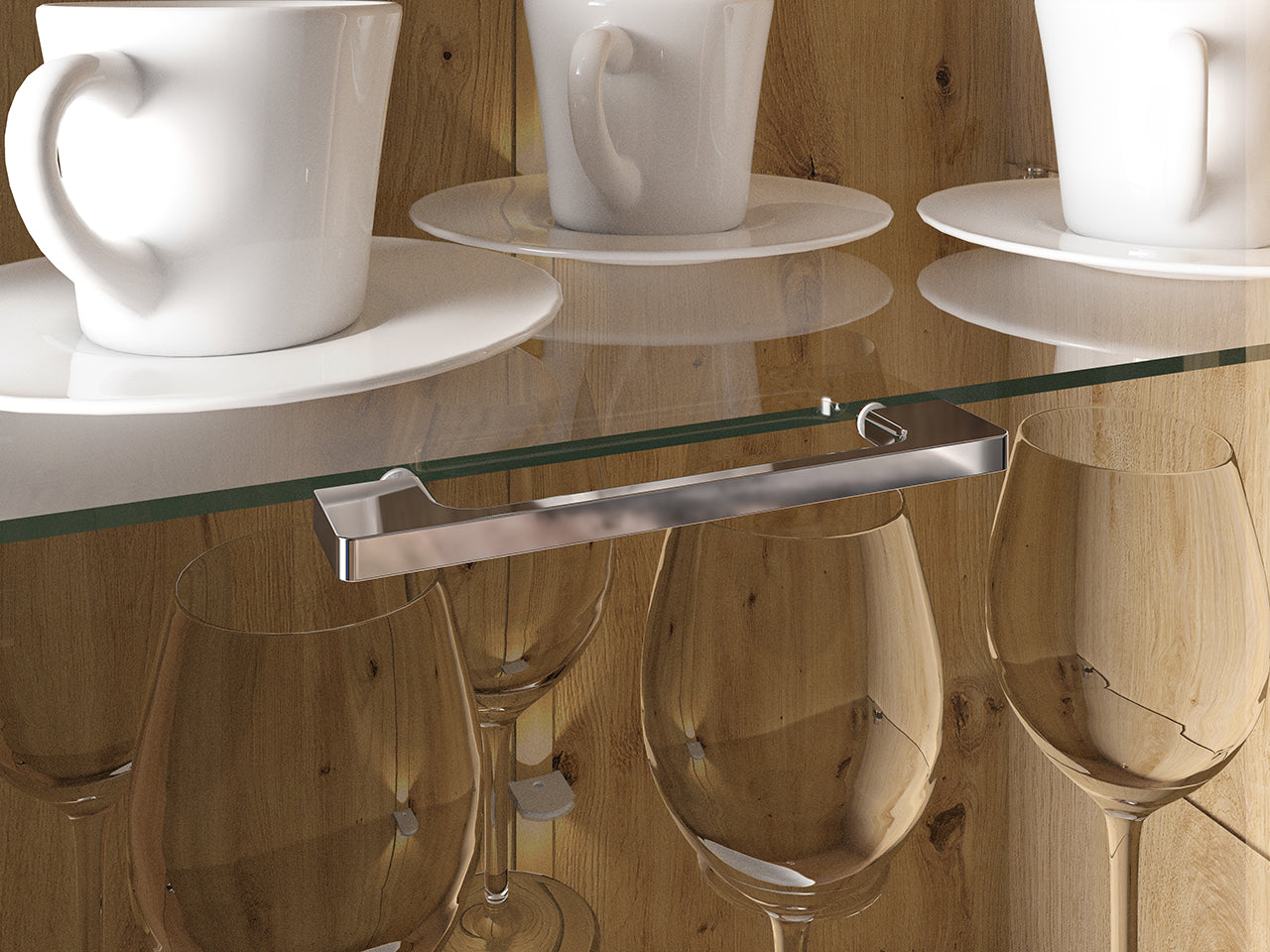 Vitrine Contemporaine en Chêne Castello et MDF Blanc Brillant avec Rétroéclairage - Decora Home