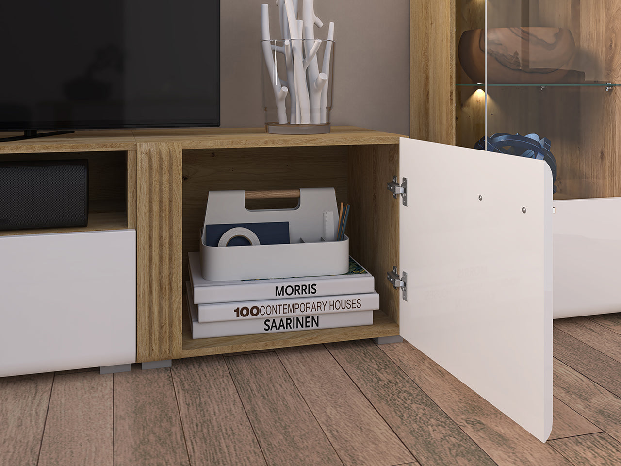 Module Complémentaire Chêne Castello & Blanc Brillant – Fonctionnalité sur-mesure - Decora Home
