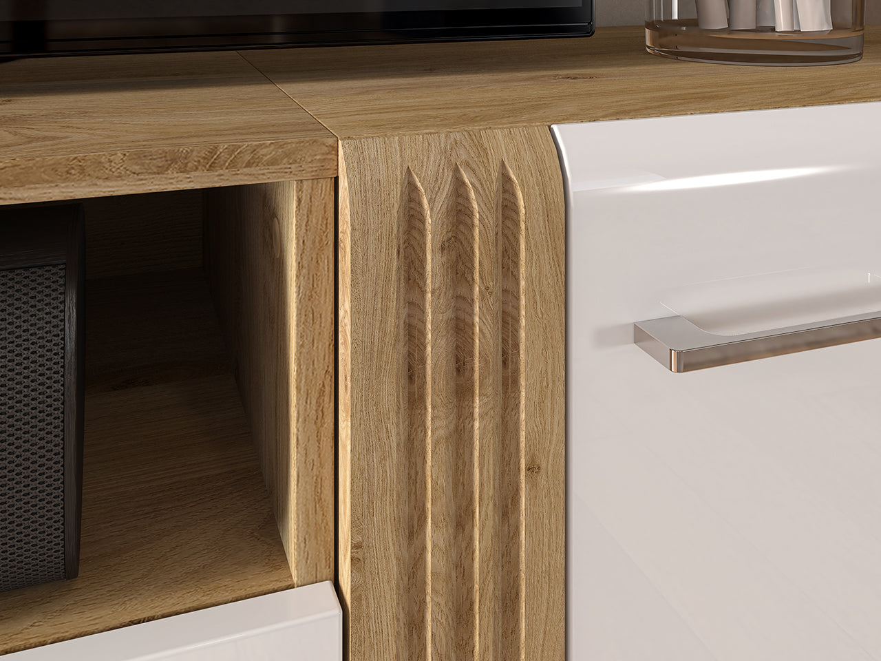 Module Complémentaire Chêne Castello & Blanc Brillant – Fonctionnalité sur-mesure - Decora Home