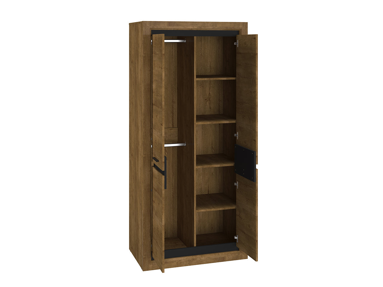 Garde-Robe Moderne en Chêne de Lefkas et Noir – Pratique, Durable et Élégant avec Bordure ABS - Decora Home