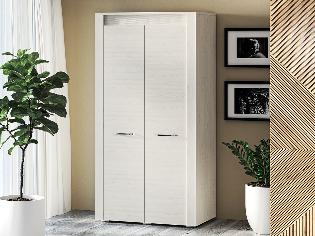 Armoire en Pin Enneigé avec Bordure ABS   Résistante aux Rayures et Humidité, Design Élégant|Dernières pièces|Decora Home