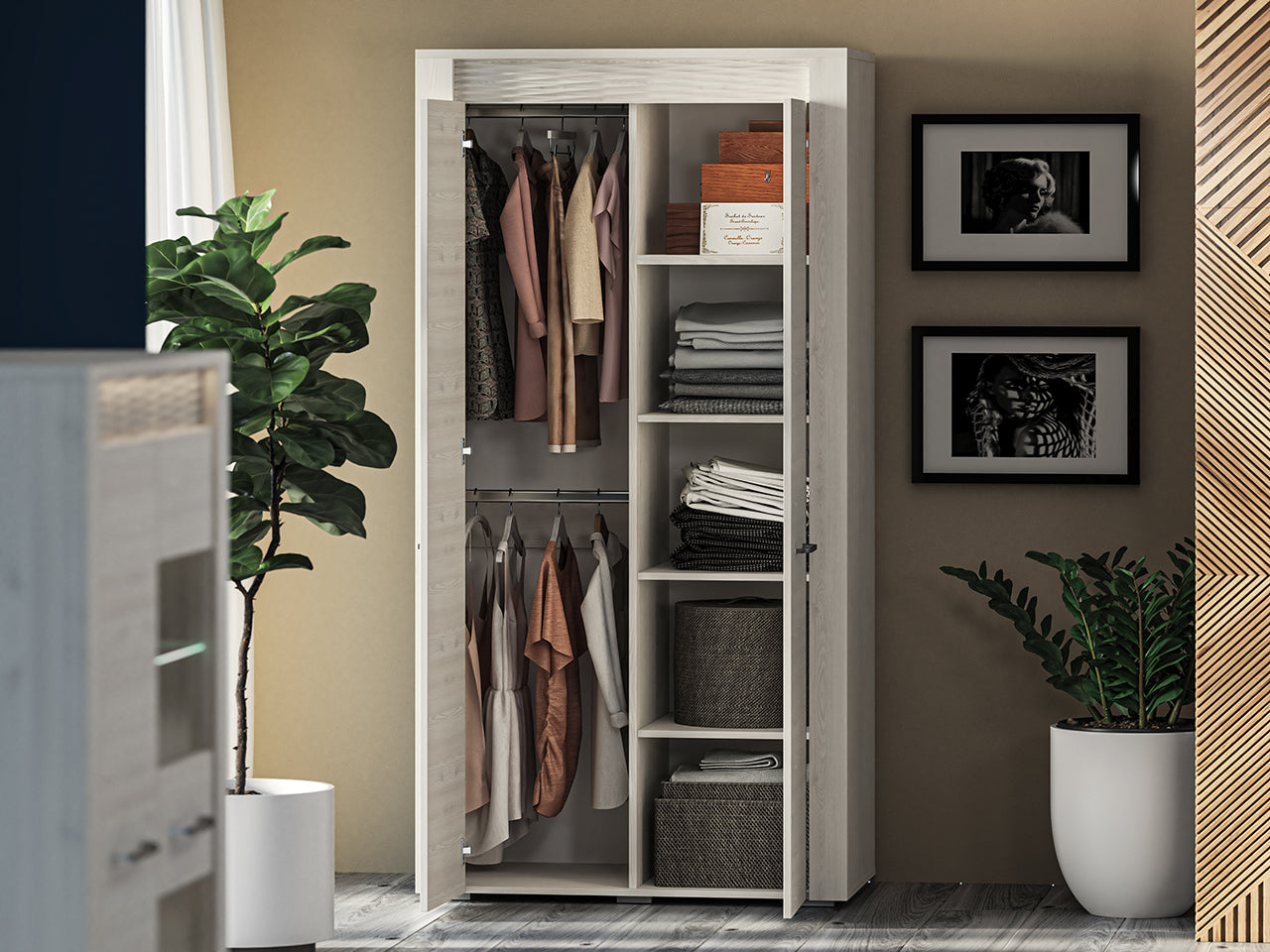 Armoire en Pin Enneigé avec Bordure ABS - Résistante aux Rayures et Humidité, Design Élégant - Decora Home