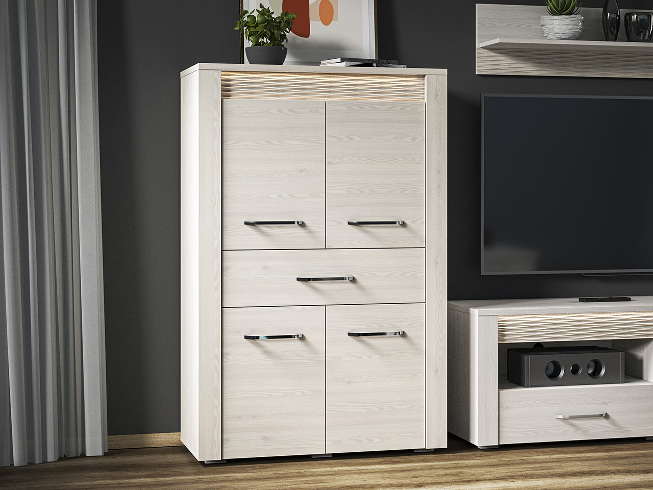 Buffet Moderne en Pin Enneigé avec Tiroirs Spacieux   Rangement Pratique et Design Épuré|Dernières pièces|Decora Home