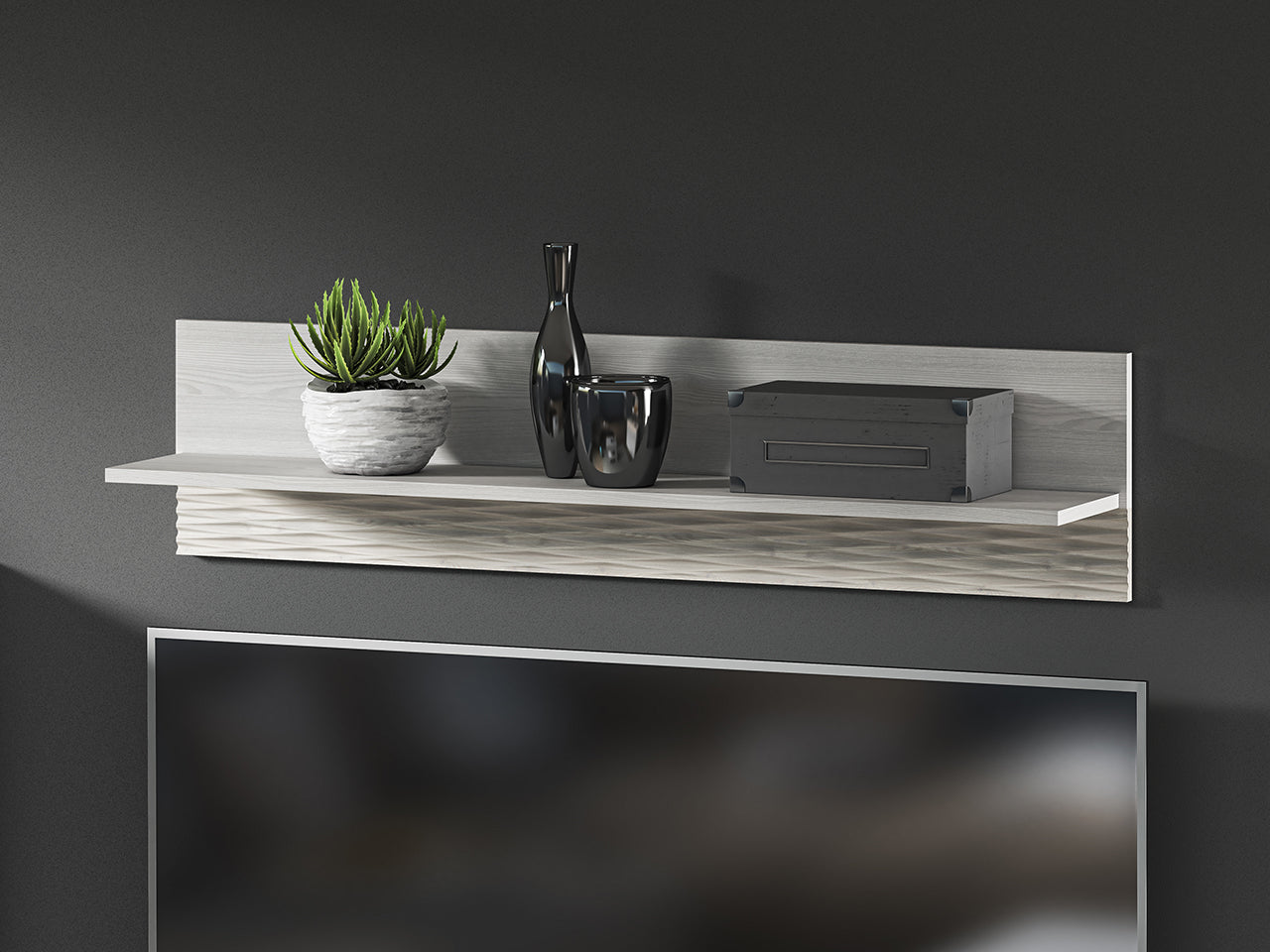 Étagère Suspendue en Pin Enneigé avec Bordure ABS|Dernières pièces|Decora Home
