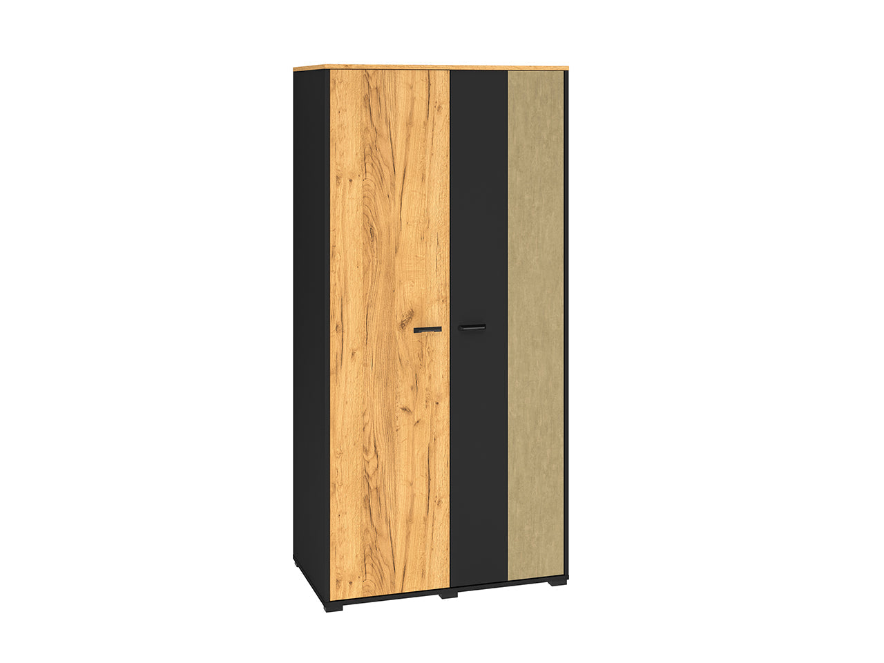 Armoire de Rangement en Chêne Artisan Or et Noir – Finition Acier Premium – Hauteur 190 cm - Decora Home