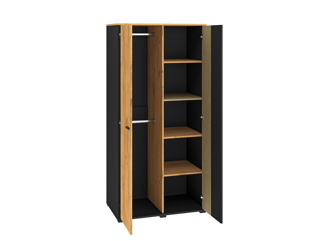 Armoire de Rangement en Chêne Artisan Or et Noir – Finition Acier Premium – Hauteur 190 cm - Decora Home