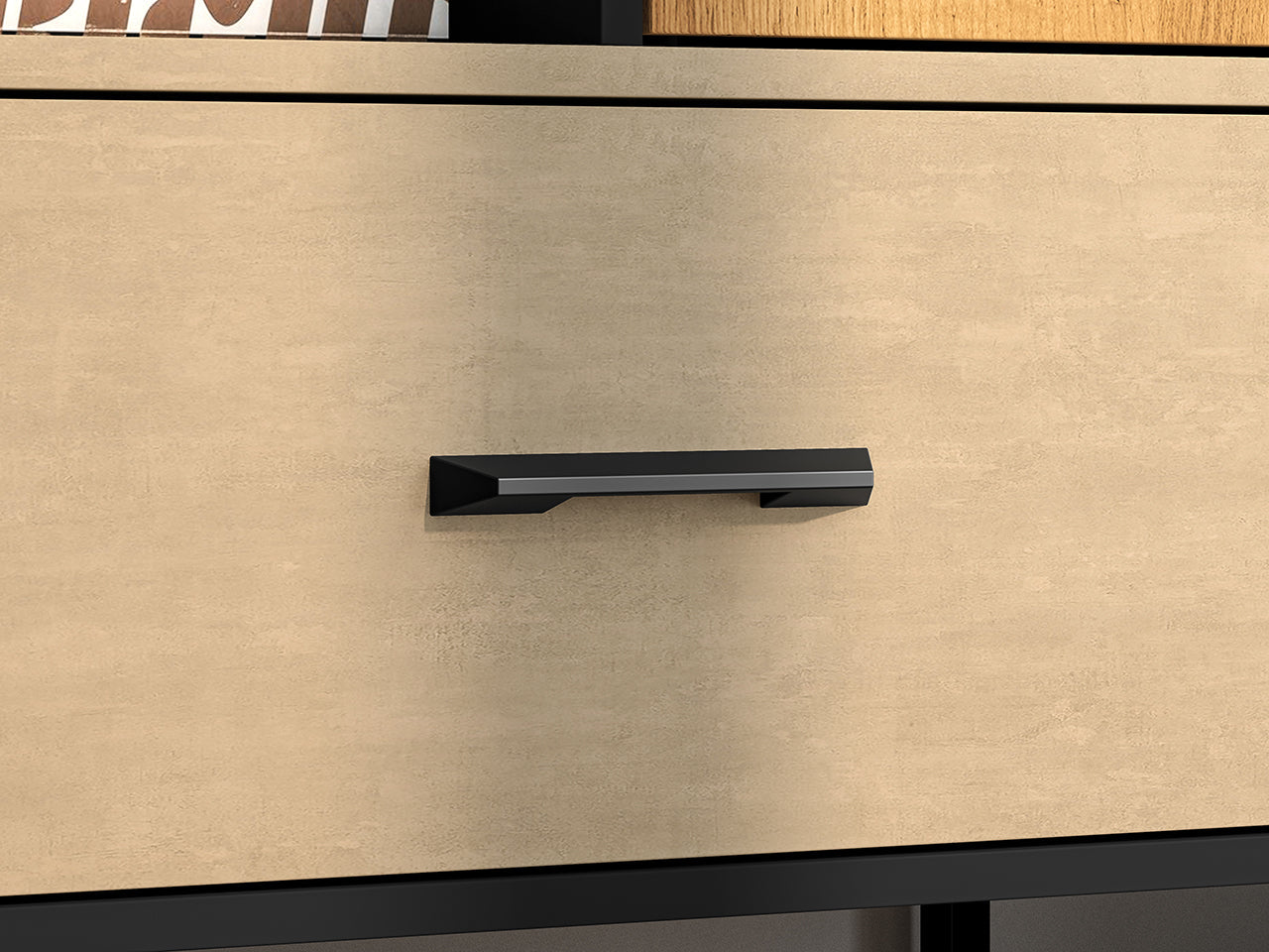 Étagère Moderne en Chêne Artisan Or et Noir – Finition Acier Premium – Tiroirs à Extension Complète – 157 cm - Decora Home
