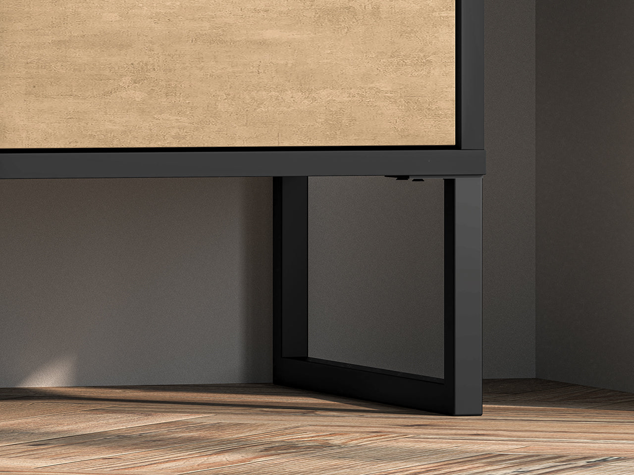 Étagère Moderne en Chêne Artisan Or et Noir – Finition Acier Premium – Tiroirs à Extension Complète – 157 cm - Decora Home