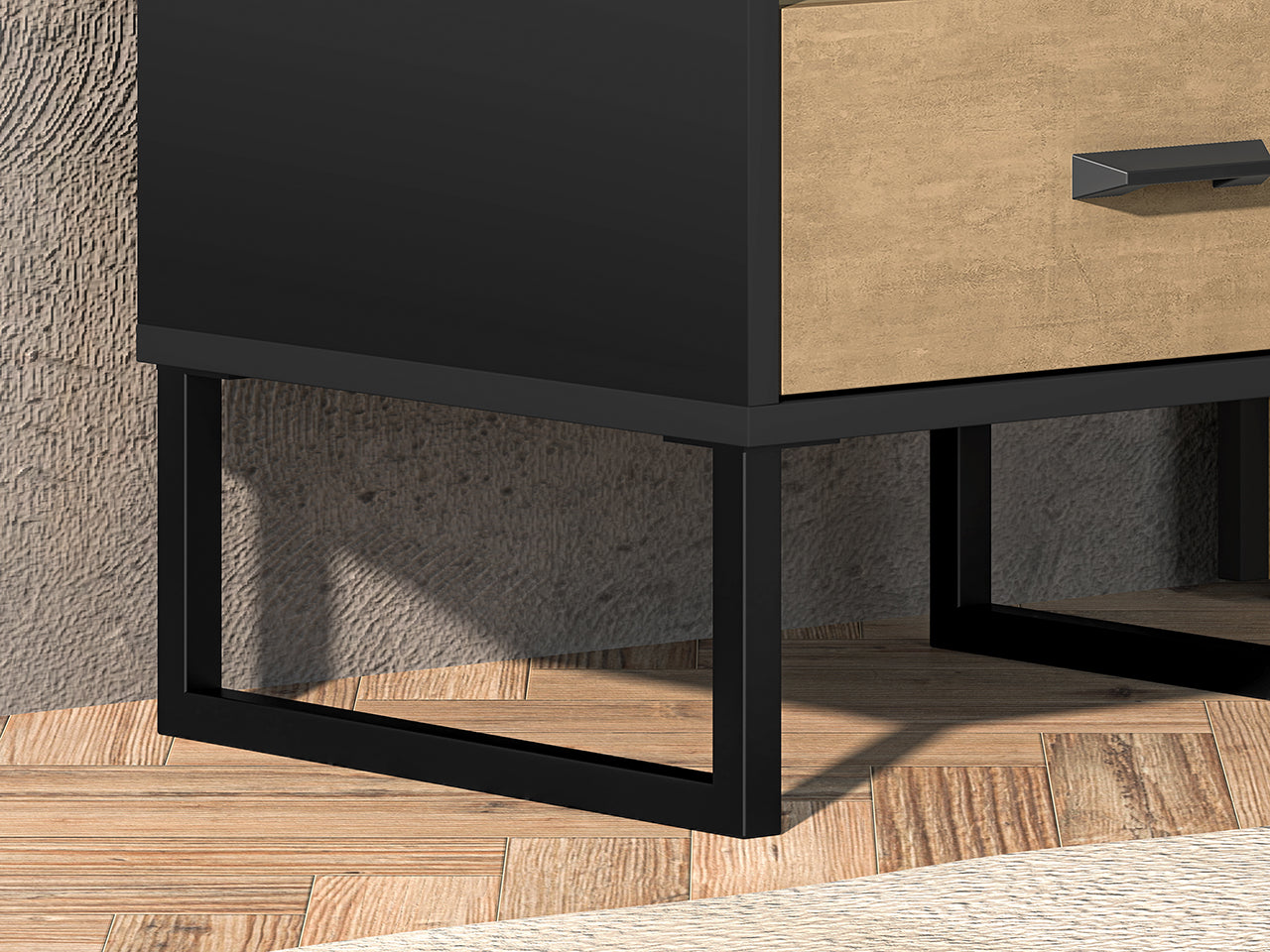 Table de Nuit Design en Chêne Artisan Or et Noir – Plateau Résistant – Finitions Acier Premium – 50 cm - Decora Home