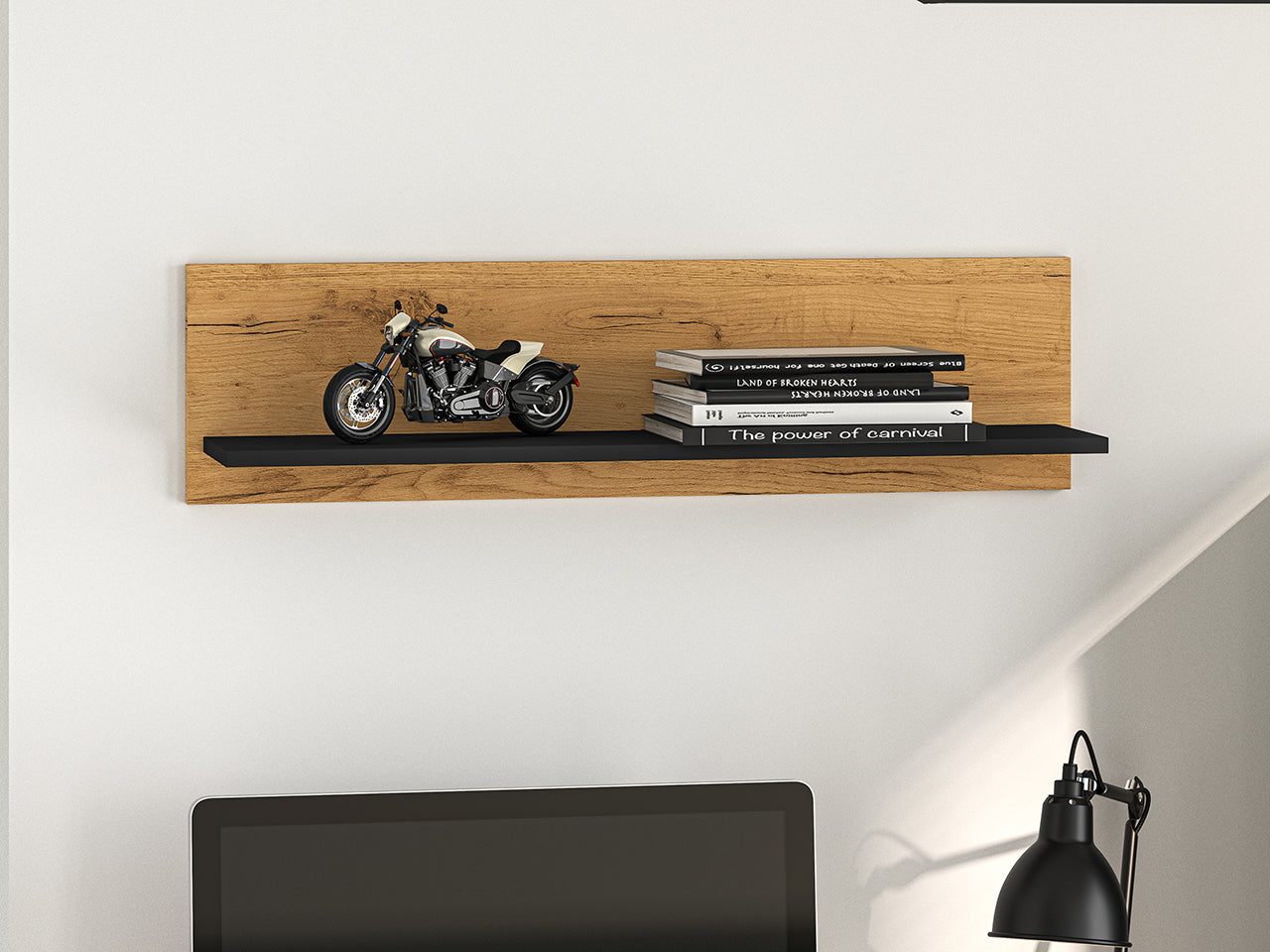 Étagère Murale en Chêne Craft Or et Noir – Résistante aux Rayures et Humidité – 92 cm|Offre Spéciale|Decora Home