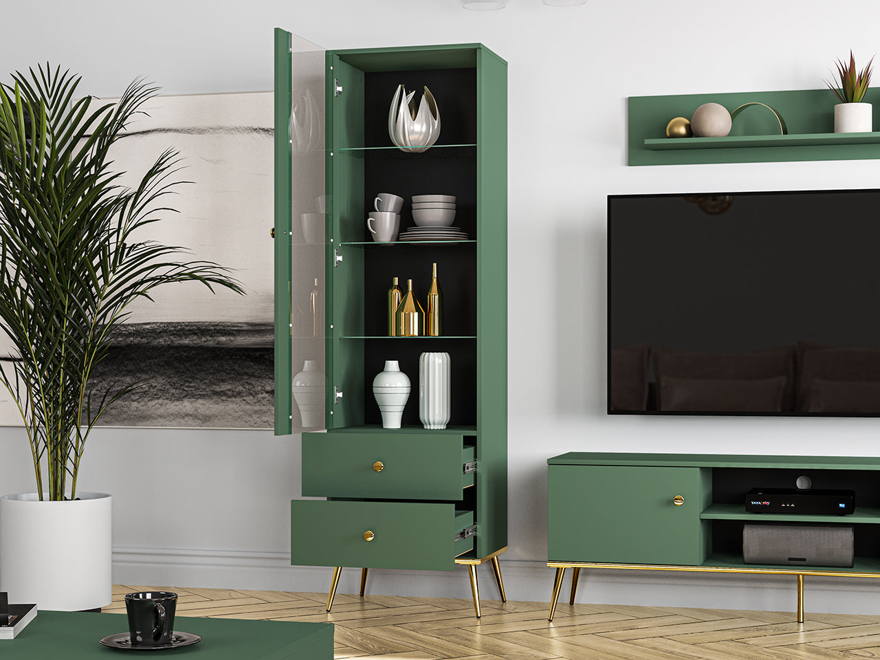Vitrine Design avec Bordure ABS et Verre Trempé - Rétroéclairage en Option - Decora Home