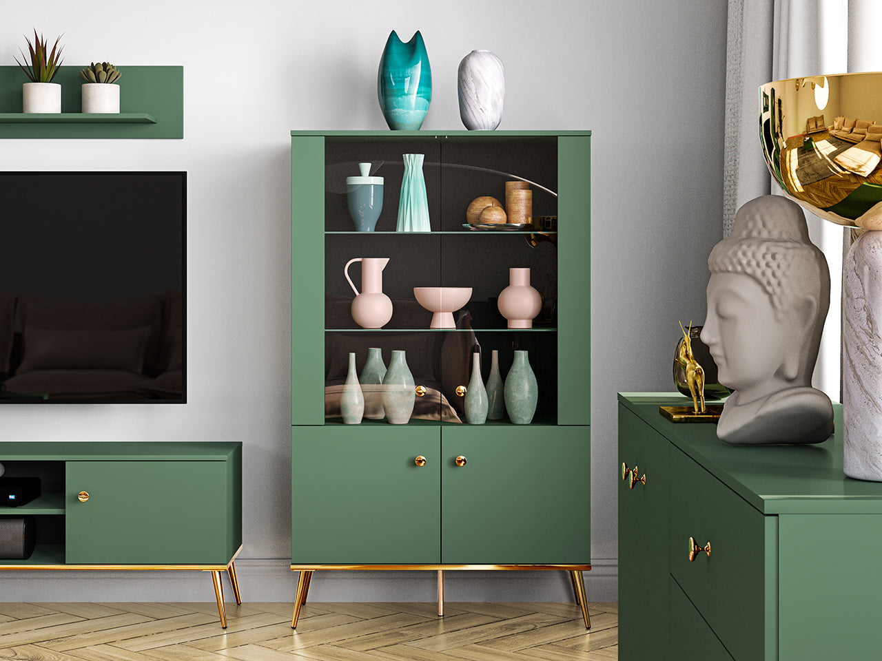 Vitrine Moderne avec Bordure ABS et Verre Trempé - Rétroéclairage Optionnel - Decora Home