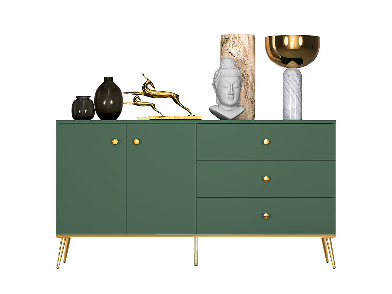 Commode, Buffet, Buffet Moderne avec Bordure ABS et Verre Trempé - Decora Home
