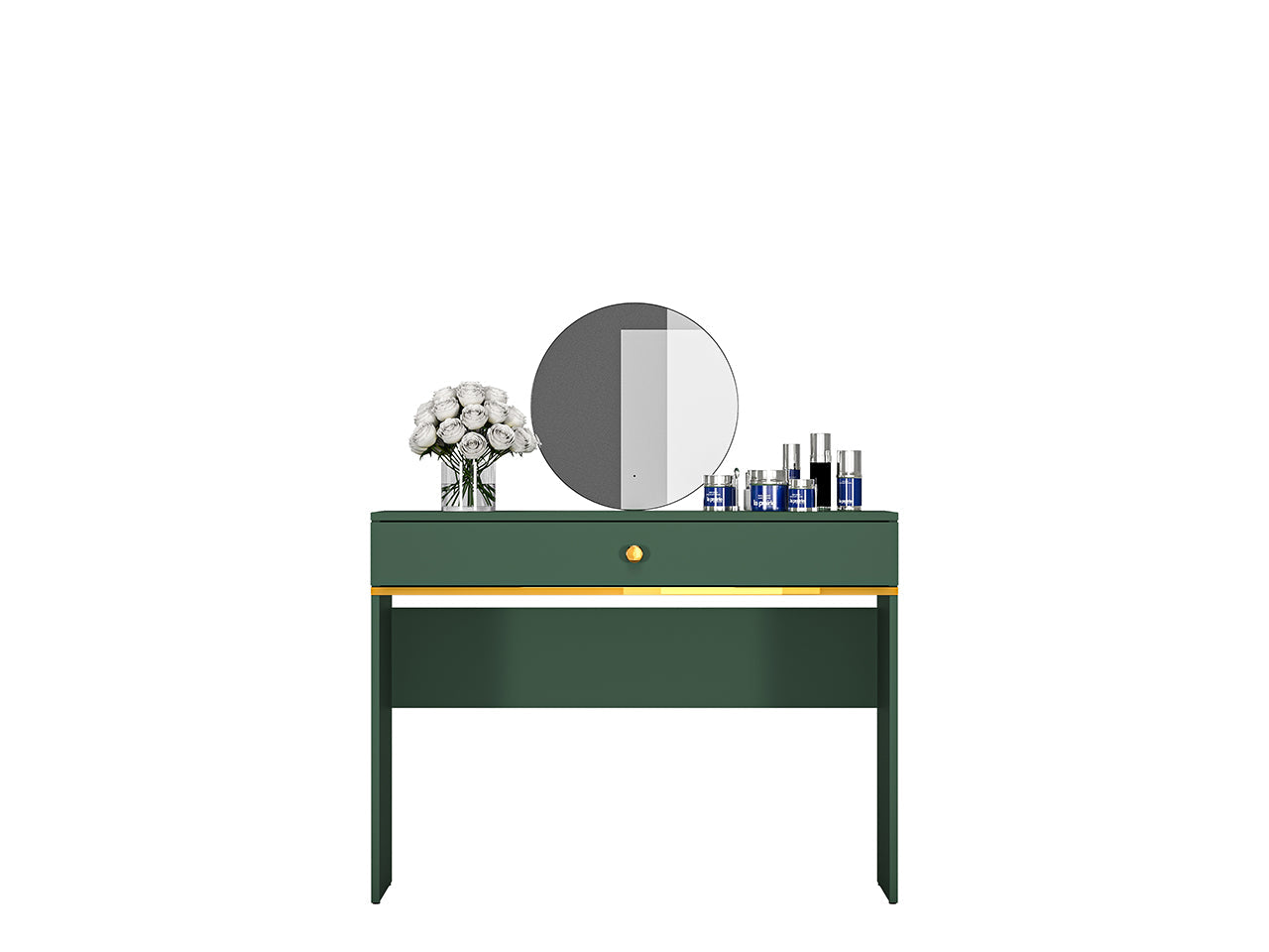 Table de Coiffure Élégante en Bleu Foncé et Labrador avec Bordure ABS - Durabilité et Design Moderne - Decora Home