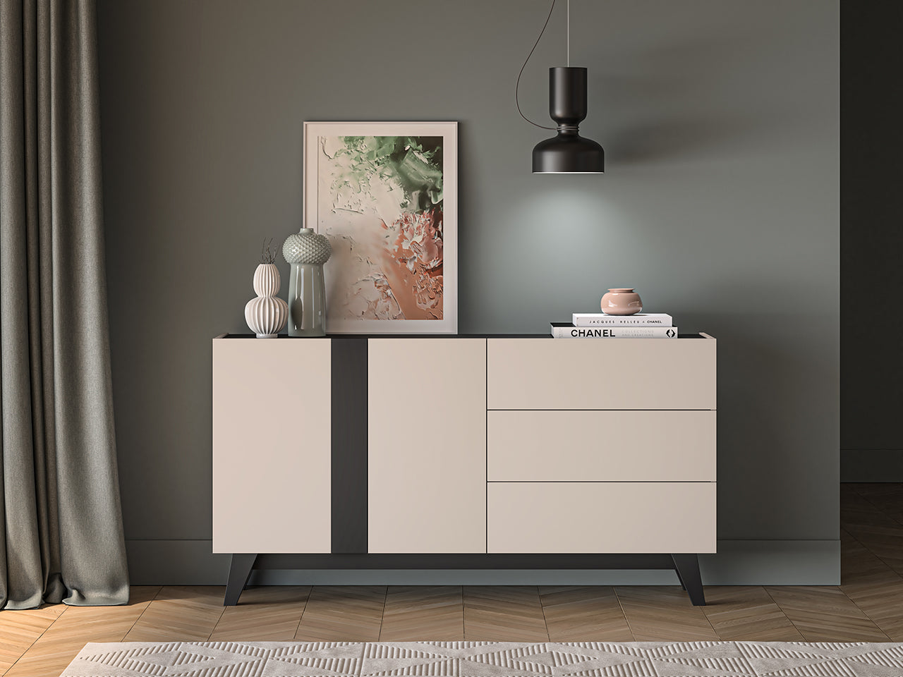 Commode Moderne à Portes et Tiroirs Spacieux pour Rangement Optimisé|Offre Limitée|Decora Home