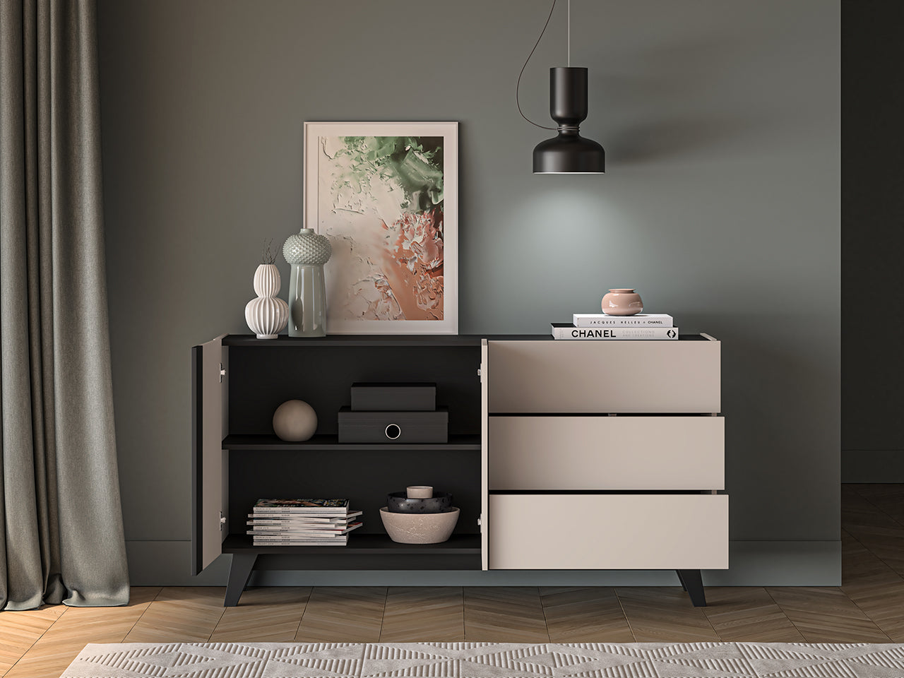 Commode, Buffet Moderne à Portes et Tiroirs Spacieux pour Rangement Optimisé - Decora Home