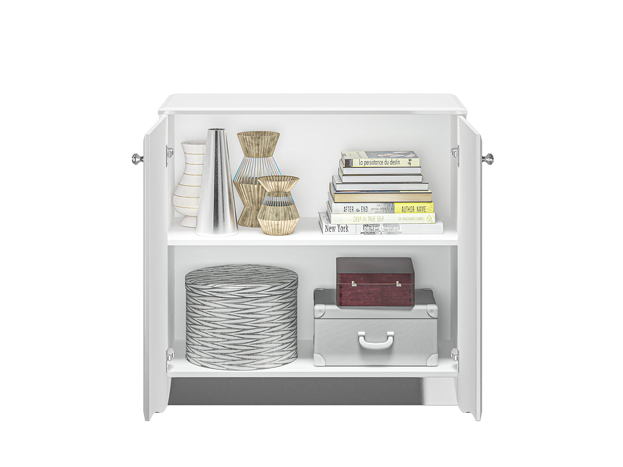Commode, Buffet, Buffet Moderne Blanc Brillant avec Rangement Spacieux et Design Élégant - Decora Home