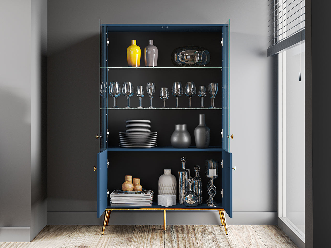 Vitrine Moderne avec Bordure ABS et Verre Trempé - Rétroéclairage Optionnel - Decora Home