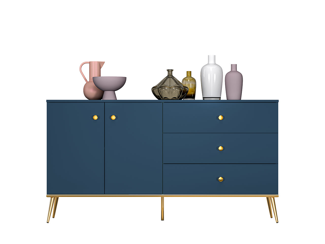 Commode, Buffet, Buffet Moderne avec Bordure ABS et Verre Trempé - Decora Home