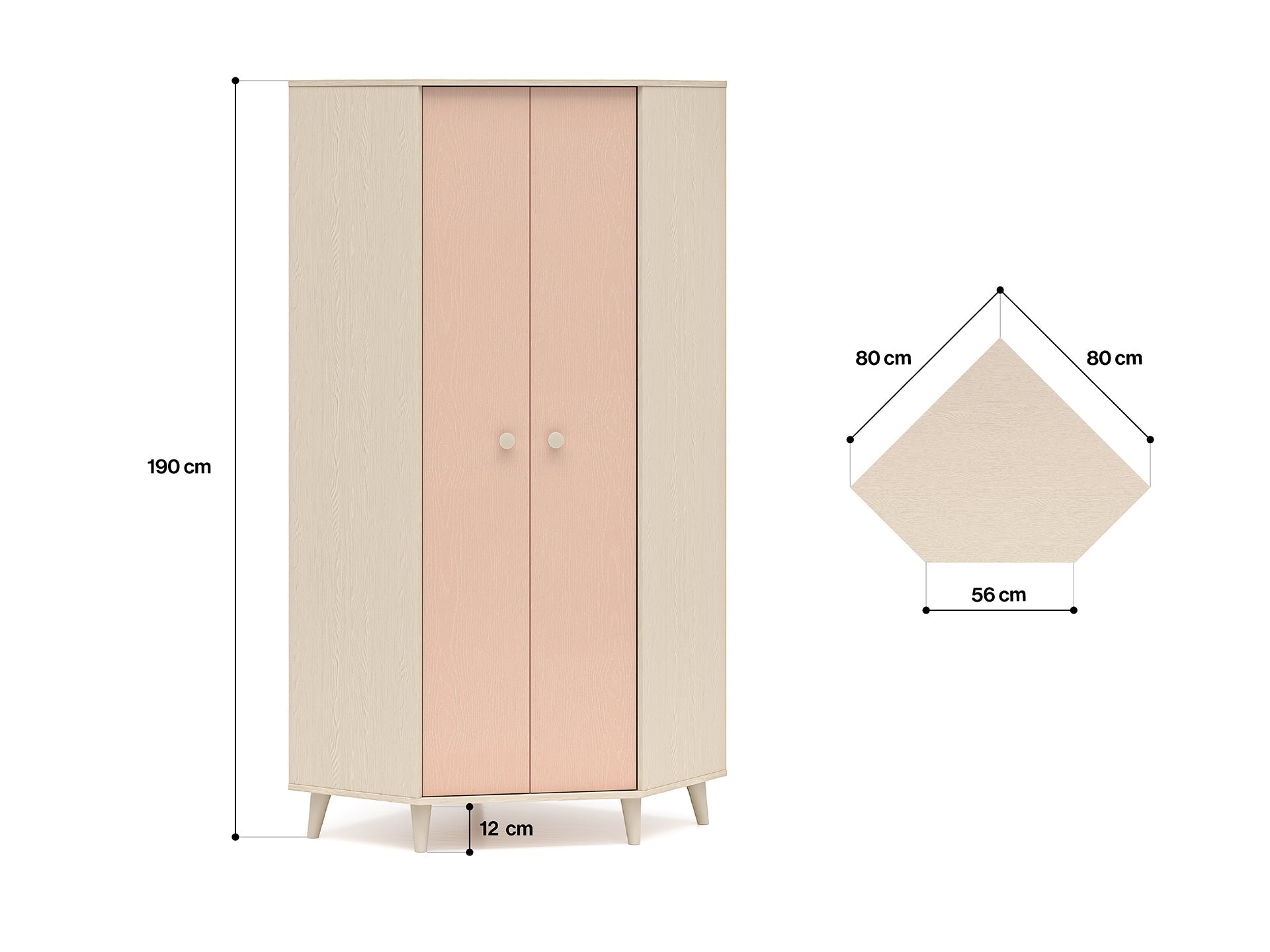 Armoire enfant  Moderne Bicolore – Rose Millénaire & Sable du Désert – Design Élégant et Fonctionnel - Decora Home
