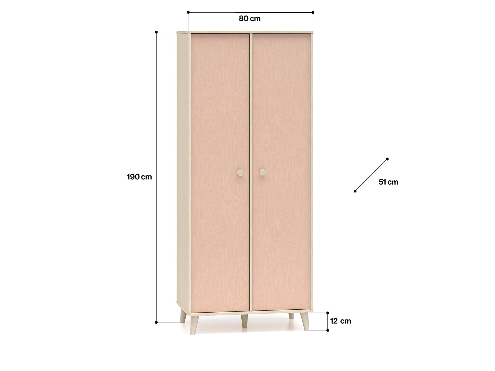 Armoire enfant Contemporaine 190 cm – Finition Haut de Gamme en Rose Millénaire et Sable du Désert – Pratique et Élégante - Decora Home