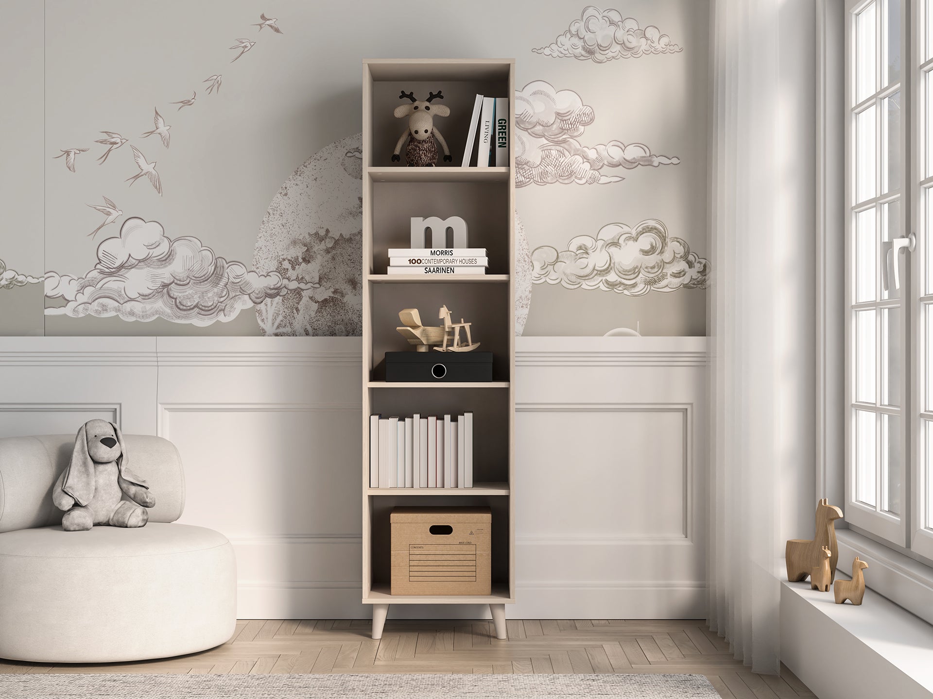 Etagère  enfant Moderne en Sable du Désert – Design Contemporain, Résistante aux Rayures et à l'Humidité avec Structure Durable|Dernières pièces|Decora Home