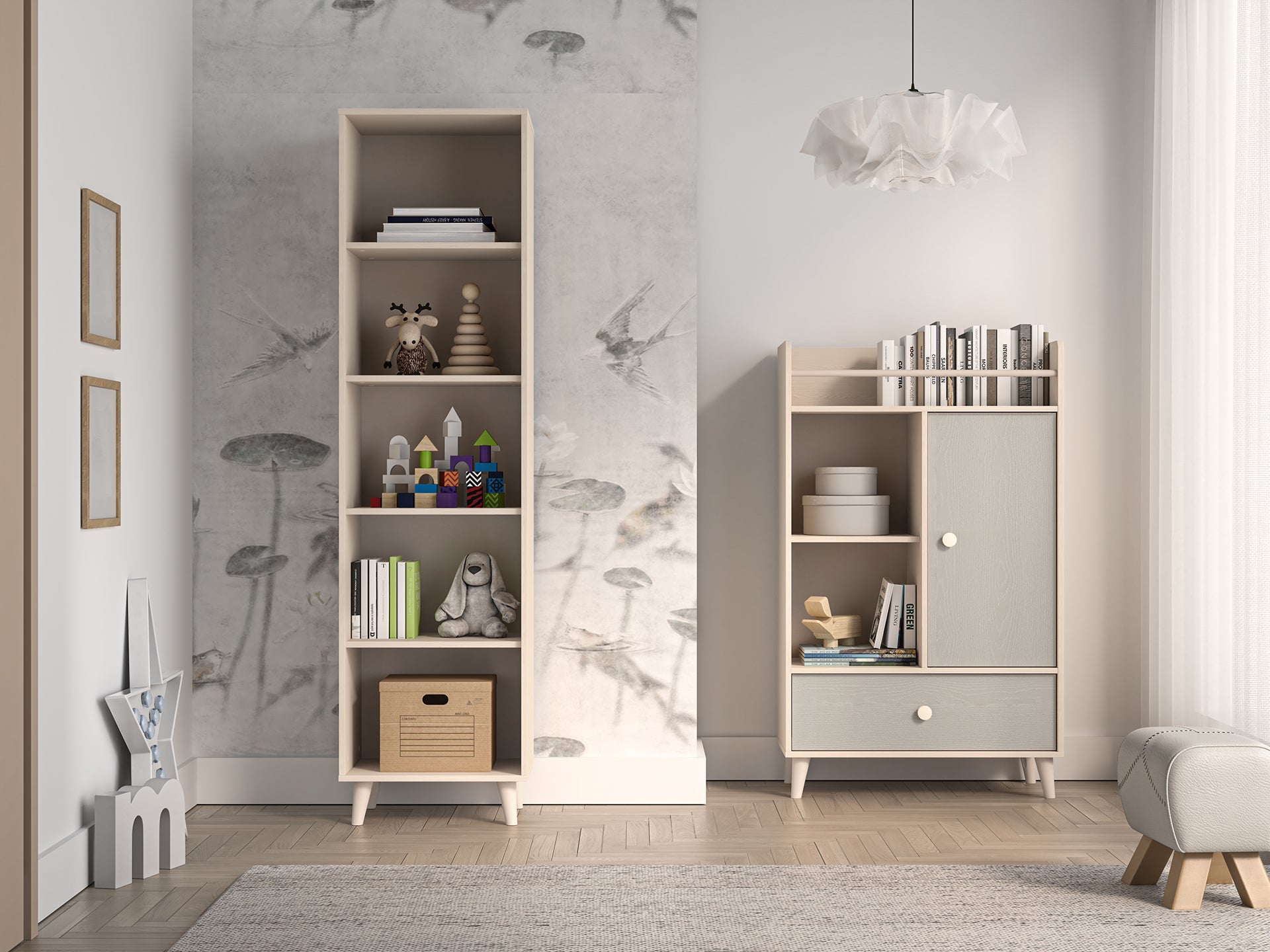 Etagère  enfant Moderne en Sable du Désert – Design Contemporain, Résistante aux Rayures et à l'Humidité avec Structure Durable - Decora Home
