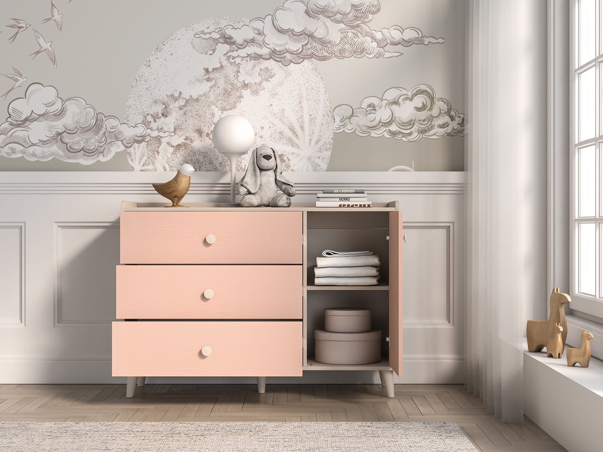 Commode, Buffet enfant Moderne avec Tiroirs Extensibles et Design Élégant – Résistant aux Rayures et à l'Humidité - Decora Home