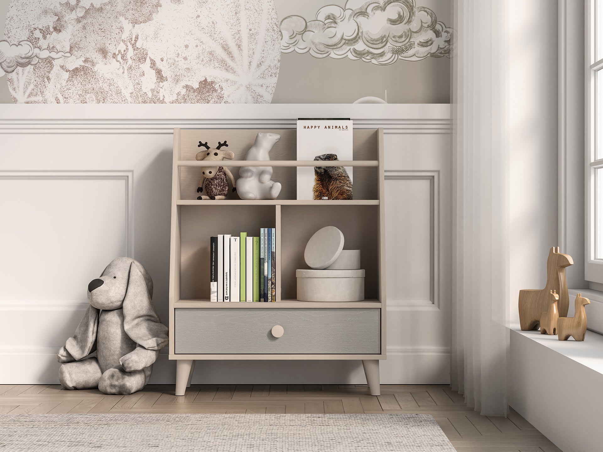 Étagère Murale enfant Moderne avec Finition en Rose Millénaire et Sable du Désert – Design Élégant - Decora Home