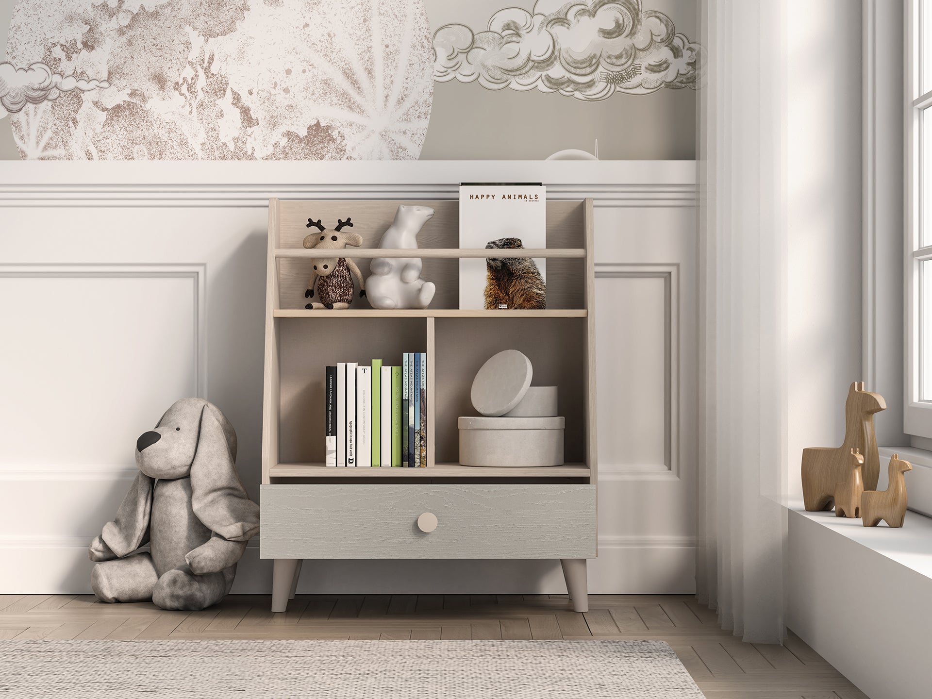 Étagère Murale enfant Moderne avec Finition en Rose Millénaire et Sable du Désert – Design Élégant - Decora Home