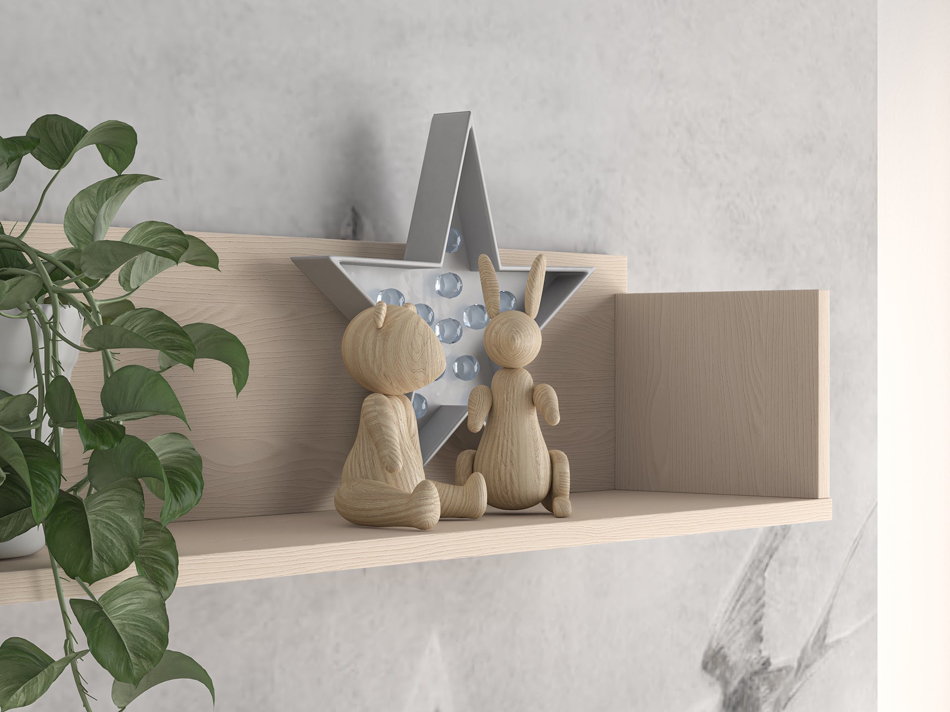 Étagère enfant moderne en panneau laminé, résistante aux rayures et à l'humidité. - Decora Home